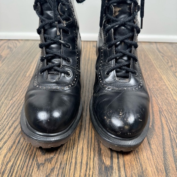 Early 1990s Vintage Dr. Martens 8146 Regina Black Leather Boots size UK6 US8 - Picture 3 of 11